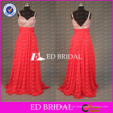 ED Bridal Elegante Encantadora Imagem Real Sweetheart Decote Sem Mangas Zipper Beaded Chiffon Long Prom Dress 2017